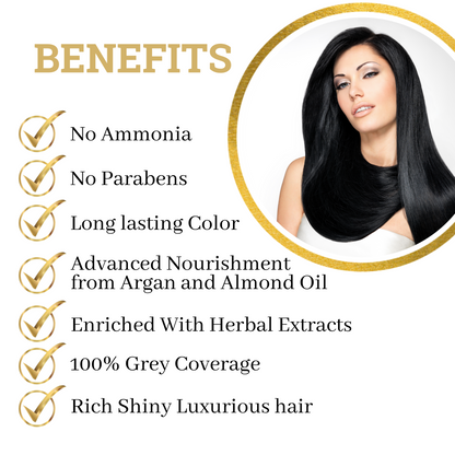 Kokila Hair Color Shampoo - Natural Black for Men & Women | No Ammonia - No Paraben | 10 Pair Free Gloves