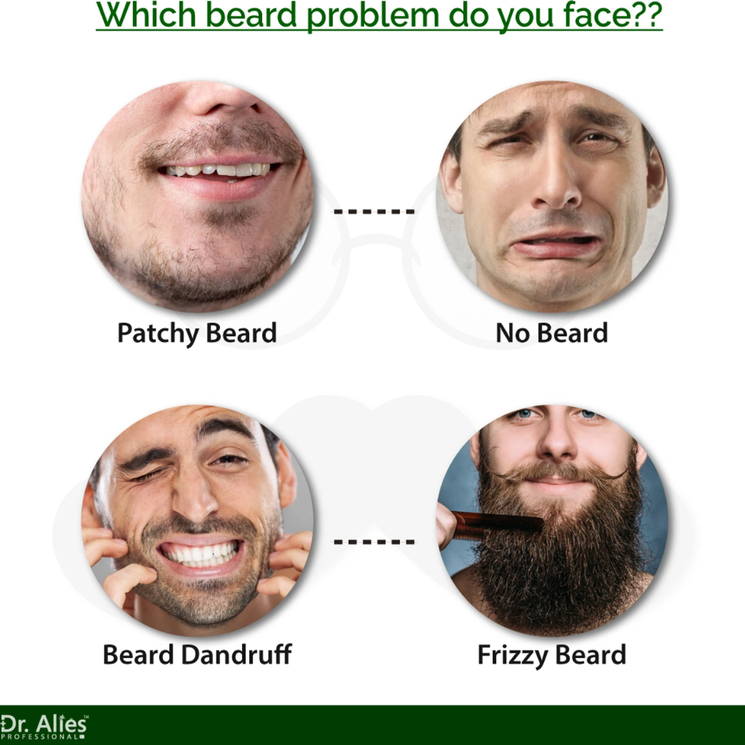 Dr. Alies Professional Beard Growth Oil | Natural Formula with Vitamin E, Almond Oil & Castor Oil | Fills Patchy Areas, Reduces Itch & Strengthens Beard