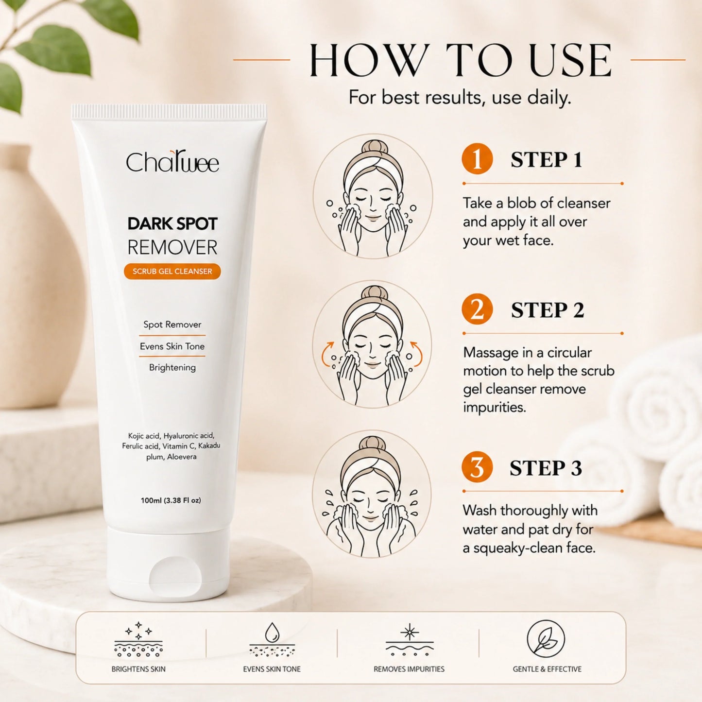 Charwee Dark Spot Remover Scrub Gel Cleanser