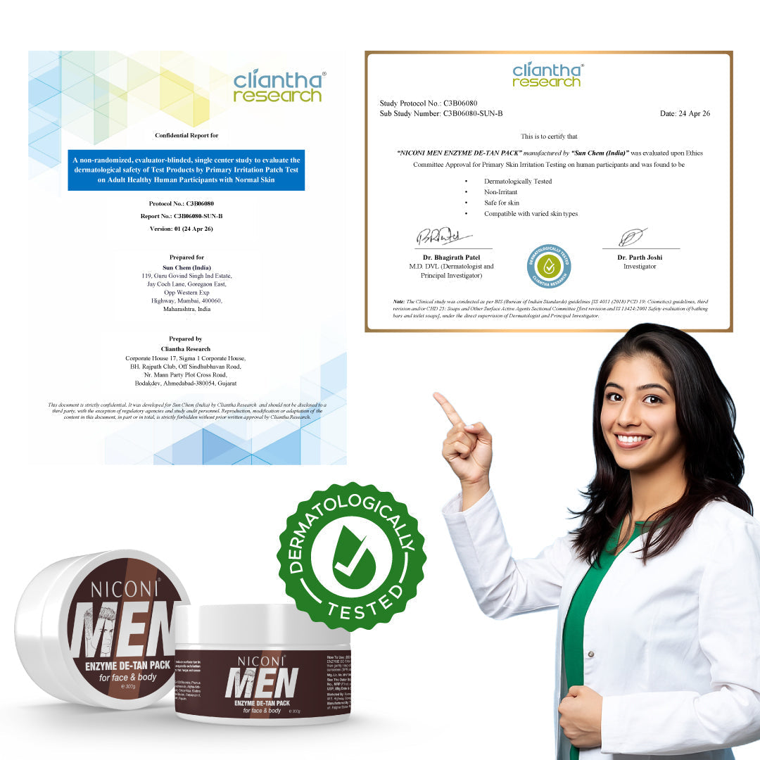 Niconi Men Sun Tan Removal Enzyme Pack | Deep Exfoliation Face & Body Treatment