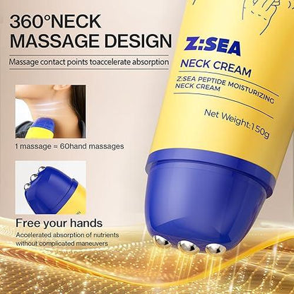 Z:SEA Neck Firming Cream with Roller, Tightening and Lifting Neck Chest Cream for Crepey Skin, Anti Aging Wrinkle Moisturizer, 5.29 Oz - Tamaño 5.29 Fl Oz (Pack of 1)