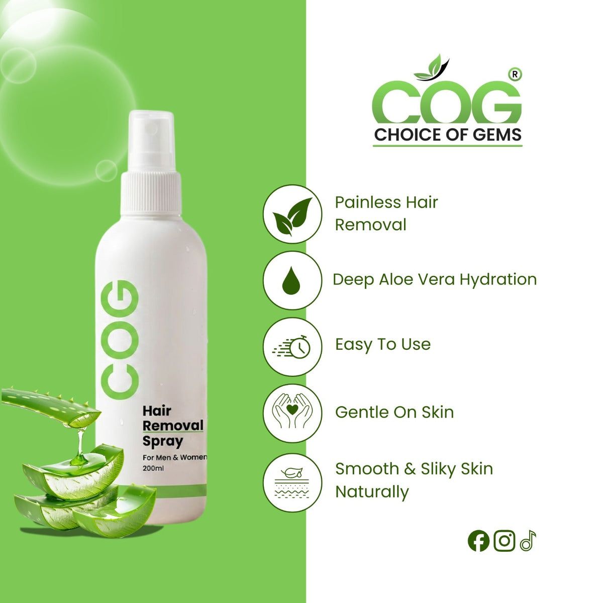 Choice of Gems™ Permanent Hair Removal Spray | 2-Minute Root Hair Removal Formula