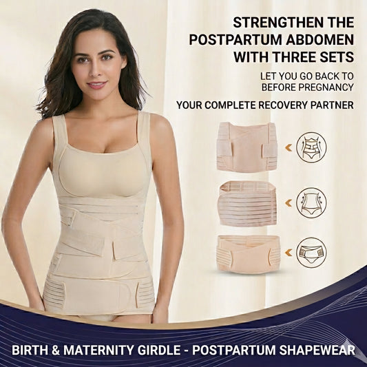 Advanced 3-in-1 Postpartum Recovery Support System – Complete Abdominal, Waist, and Pelvic Girdle Set
