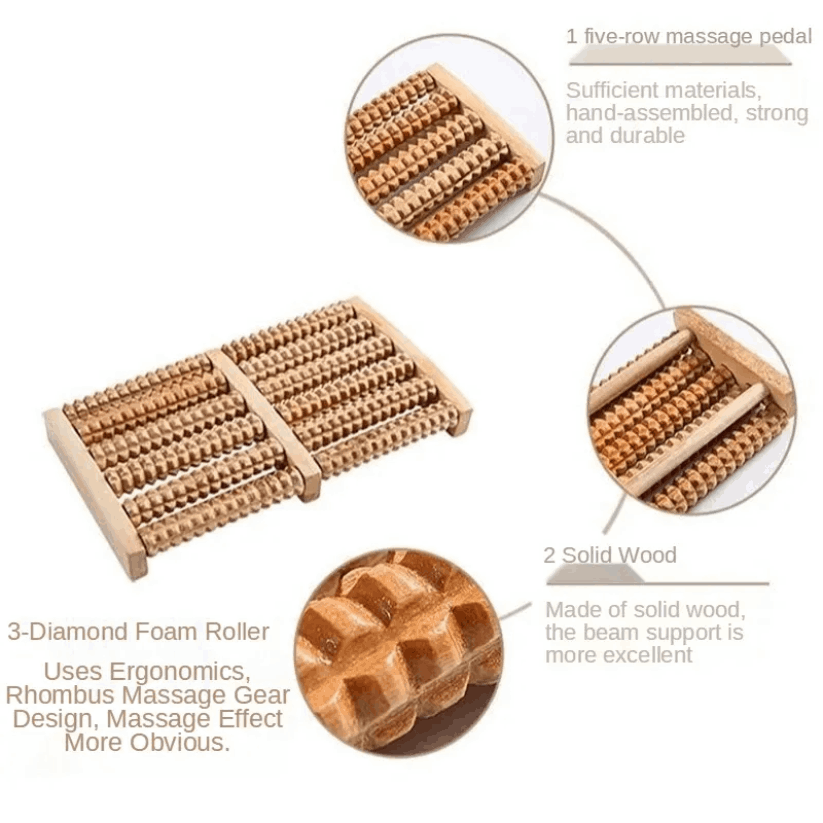 Wooden Foot Roller Massager–Stress & Pain Relief Tool
