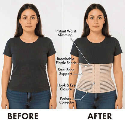 Invisible High-Waist Belly Belt | 3-Hook Adjustable Fit